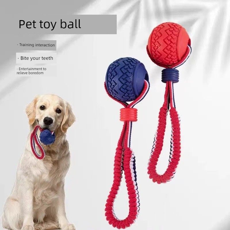 Dog Toy Ball Golden Retriever Bite-Resistant German Shepherd Malinois Training Ball Dog Training Interactive Belt Tetherball Pet Supplies