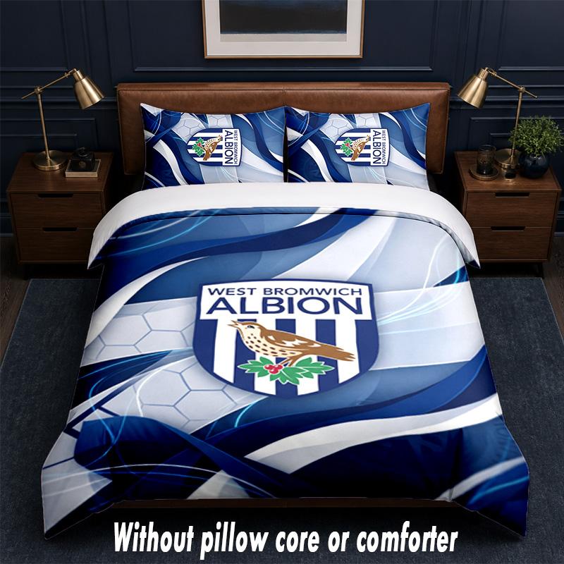 West Bromwich Albion Football Design Set Biancheria da Letto 1 Copripiumino + 2 Federe Morbido Traspirante Biancheria da Letto per la Casa