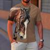 3D T-shirt Cool Trendy Men's Camouflage Hunting Animal Casual Horse Printed Short Sleeve