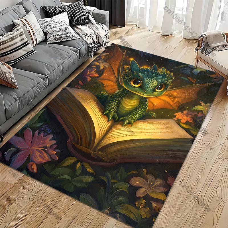 Cute dragon magical book adventure carpet Yoga living room room decor children's crawling mat doormat area rug games mat