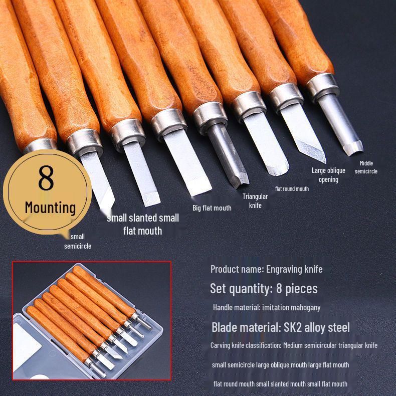 Zestaw noży do rzeźbienia w drewnie do ręcznego rzeźbienia, tworzenia stempli i pieczęci