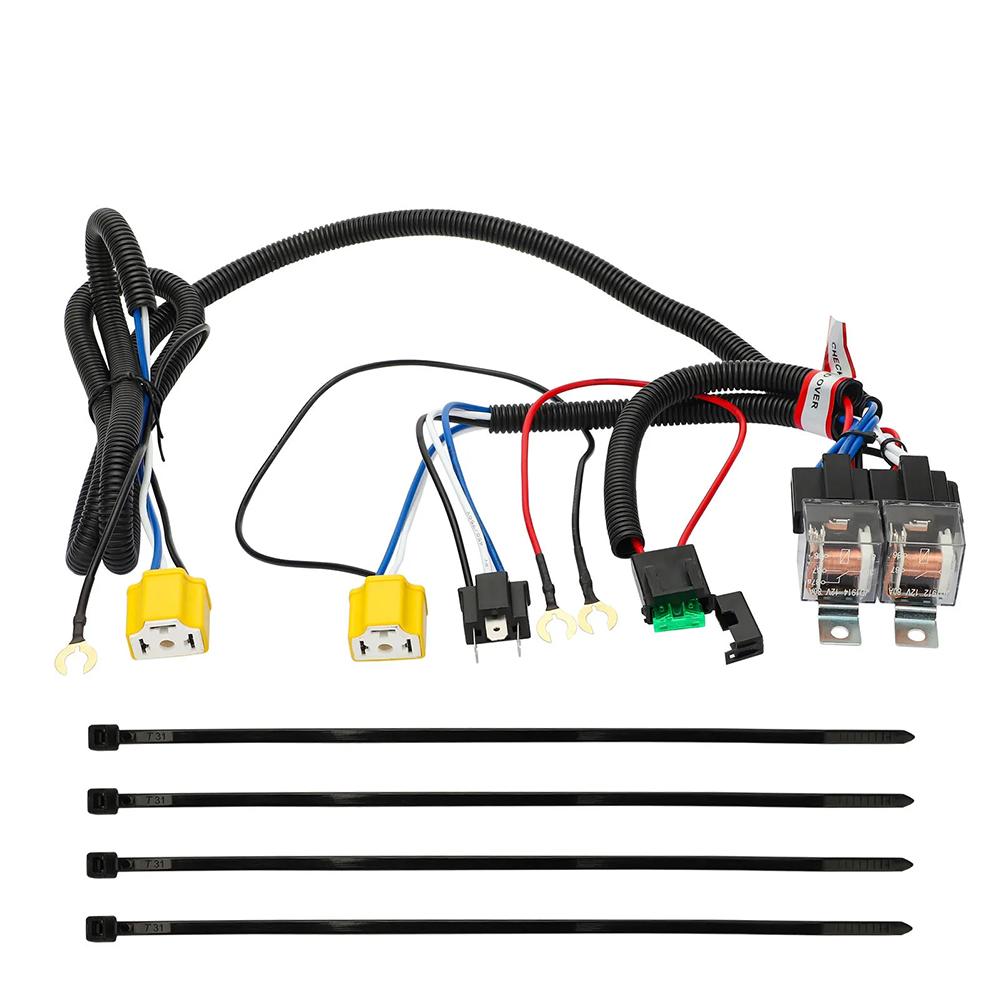 H4 LED Headlights Relay Wiring Harness Kit H6054 7x6 5x7 for Wrangler YJ Cherokee XJ Tacoma