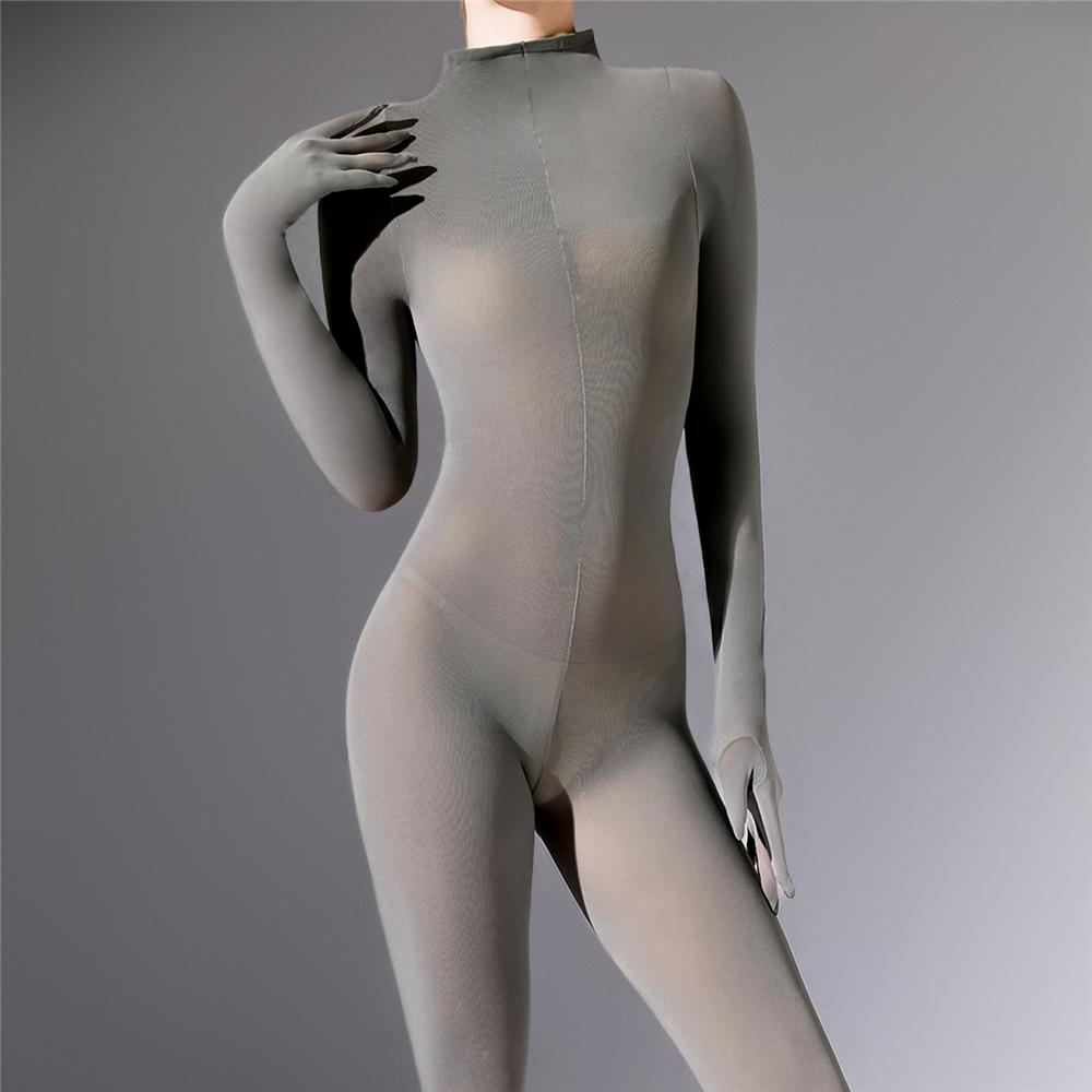 Sexy Men 120D Glove Sleeve Bodysuit Open Crotch Sexy Tight Bottom Wear Bandage Cocoons Bodyhouse Elastic Maid Leotard