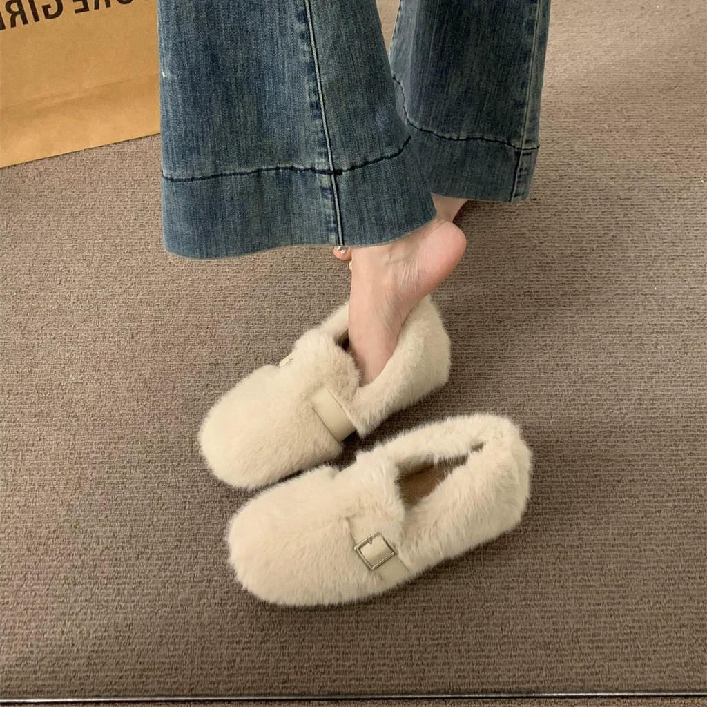 Mao Mao shoes for women's winter wear 2025 new spring and autumn models with thick soles and an inner height increase of 5cm, piled bean cotton shoes