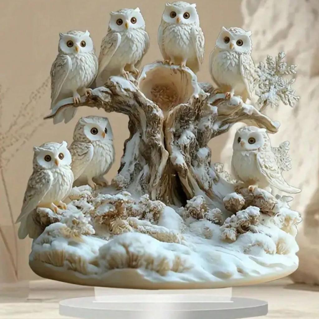 Statua Sowy o Tematyce Anime Świąteczna Dekoracja Biurka Kolekcjonerski Prezent Świąteczny Idealna na Ozdobę i Dekorację