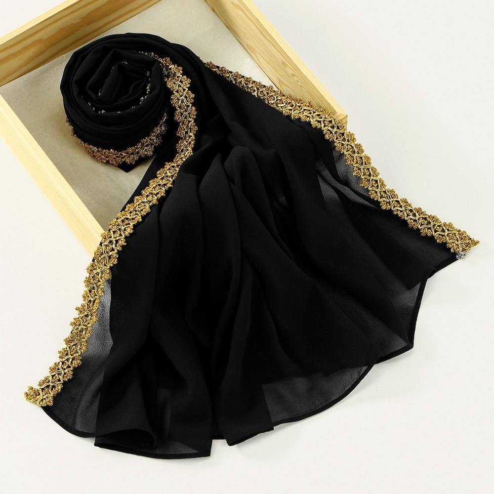 Golden Wave Modest Covering Scarf Chiffon Material Shawl Wrap New Eid al-Fitr Hijab  Arab Style