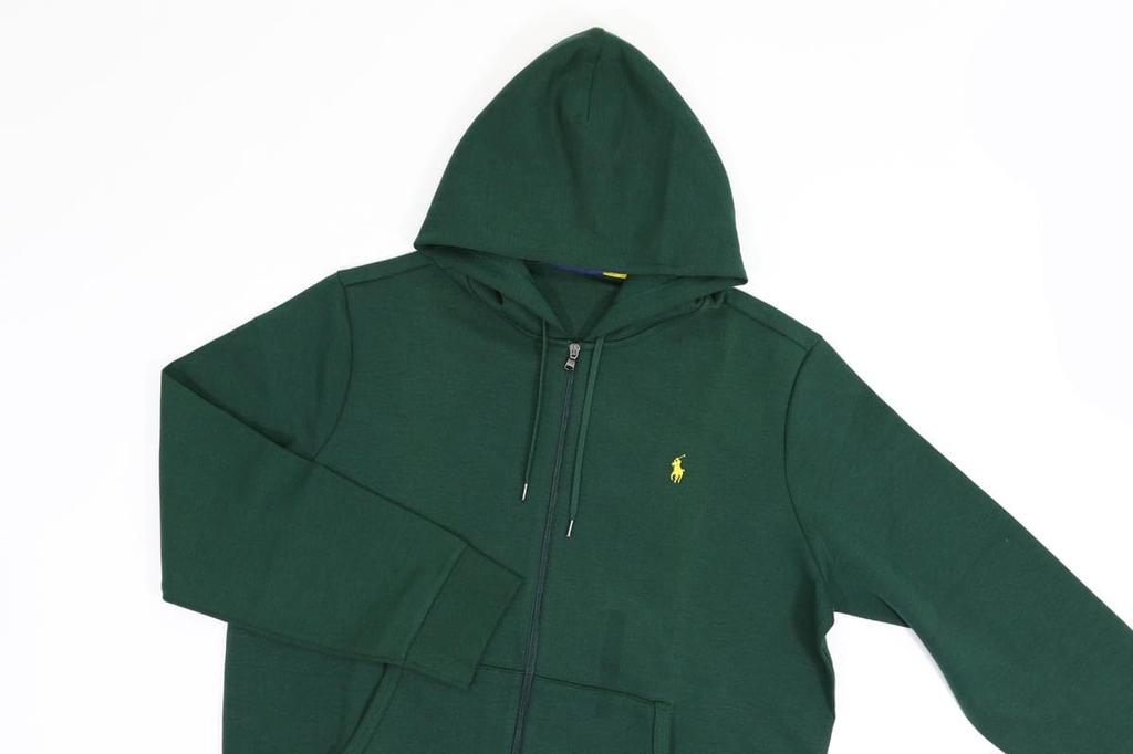 Polo Ralph Lauren Jersey Hoodie with Embroidered Pony Size Green Men's Full-Zip Logo, Small, (Product Code 01020066)