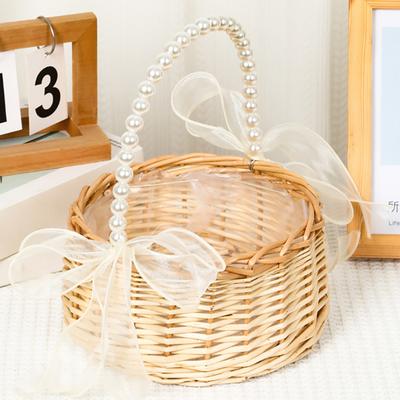 Willow Rattan Yellow Flower Arrangement Basket Small Sturdy Woven Basket Handmade Wicker Basket