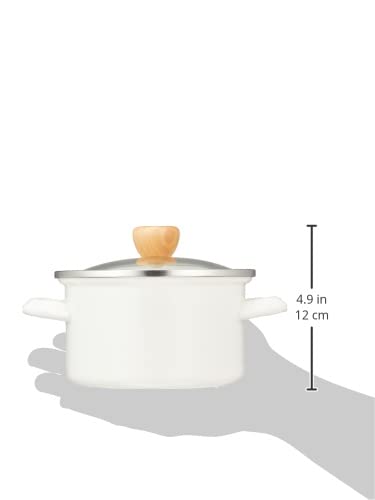 Pearl Metal Enamel 15cm Double-Handled Pot with Glass Lid, White, Induction Compatible, Cook Pot, Petit Cook, HB-1367