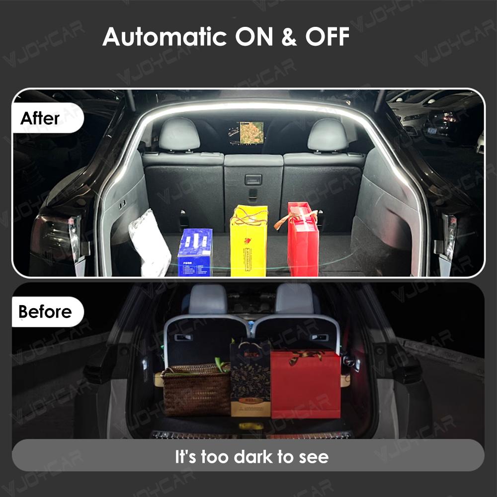 VJOYCAR New Model Y 3 Rear Trunk Front Frunk Brighten LED Strip Lighting Waterproof Flexible Light Cigarette Lighter Plug & Play