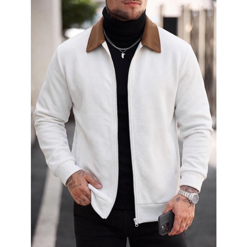 Men S Casual Waffle Texture Lapel Jacket Solid Color Outerwear