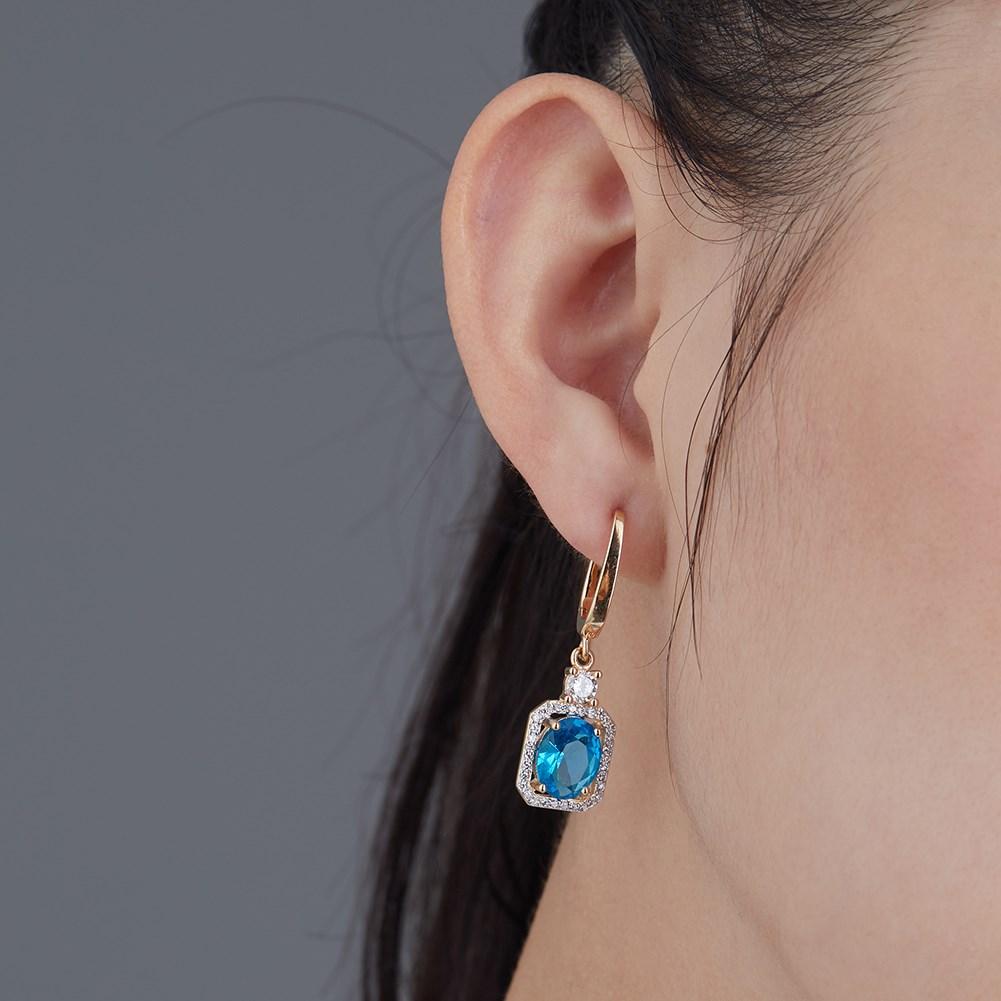 Square Dark Blue Long Earrings Women Wedding Jewelry Hollow Multicolor Dangle Earring