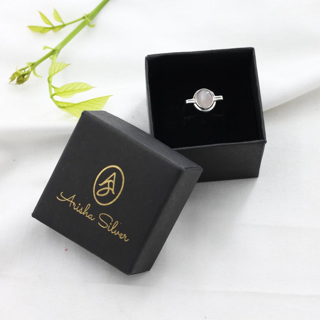 Rose Quartz Silver Ring, Pure 925 Sterling Silver Handmade Jewelry, Silver Jewelry, Unisex Ring Ar8945