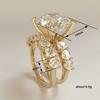 Huitan Gentle Gold Color Women Ring s/Set Inlaid Brilliant CZ Trendy Party Wedding Accessories Fancy Luxury Jewelry for Gift