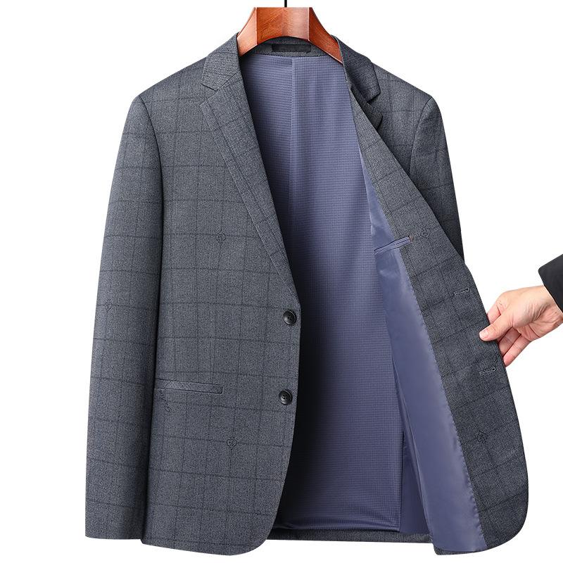 Frühling und Herbst Dünne Herrenanzug Koreanischen Stil Slim Fit Elastische No-Bügel Plaid Kleinen Anzug