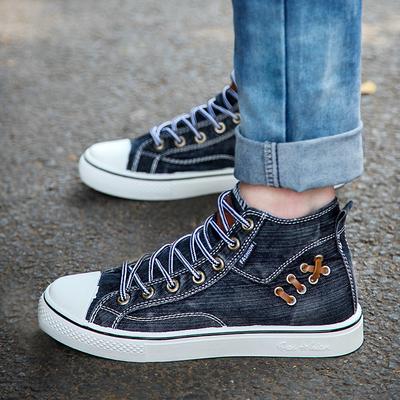 New 2024 Denim Shoes Women Fashion Sneakers High Top Women's Sneakers Thick Sole Ladies Brand Shoes Plus Size 42 ZHK040