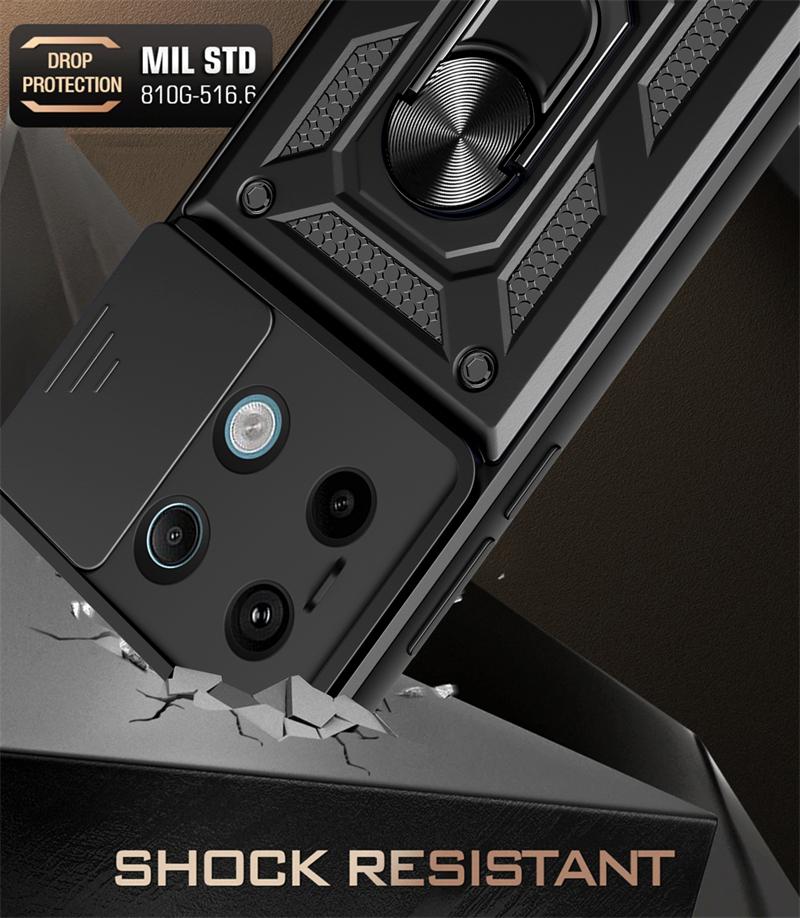 For Xiaomi Redmi Note 13 Pro Case Slide Lens Armor Phone Case For Redmi Note13 13Pro + Plus Car Magnetic Holder Ring Back Cover