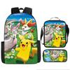 Large Capacity Nylon Backpack for Students 3-Piece Set Lightweight Durable Multi-Functional Storage Unisex