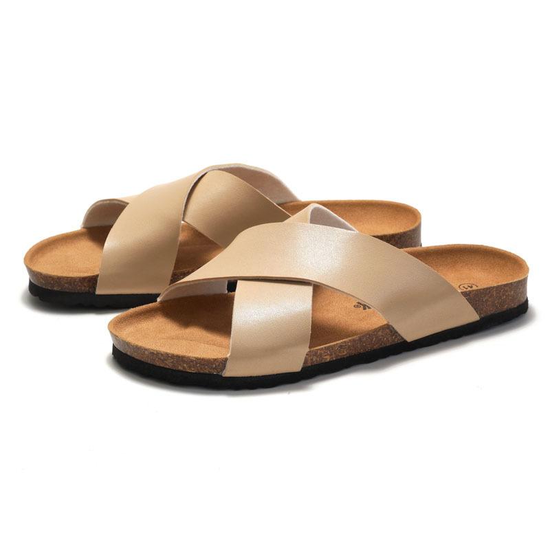 Summer New Men's Cork Slippers Beach Shoes Student Cross with Water Loose Cool Slippers