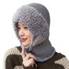 Winter women's outdoor cycling warm scarf mask integrated hat cold protection ear protection thickened plush windproof one-piece