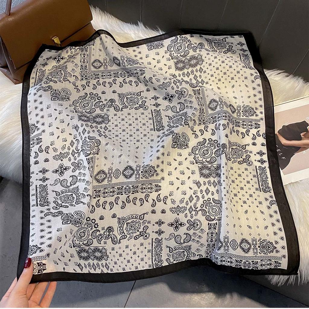 68Cm Small Square Simulated Silk Feminine Scarf Hijab Female Headband Kerchief Retro Neck Tie Shawl Wrap