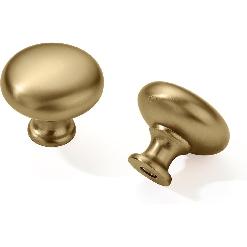 Khtumewrae 10 Pack 1-1/4 inch Kitchen Cabinet Knobs Champagne Bronze Cabinet Knobs Bedroom Dresser Round Drawer Knobs Single Hole Cabinet Pulls