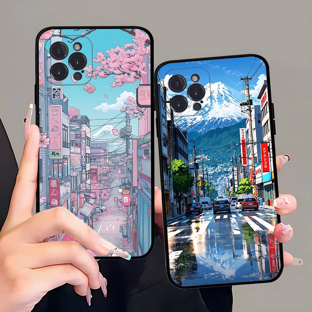 Japanese Mount Landscape Wave Phone Case For IPhone 17 Pro Max Air Back Cover 16 15 14 13 12 11 Pro Max Case