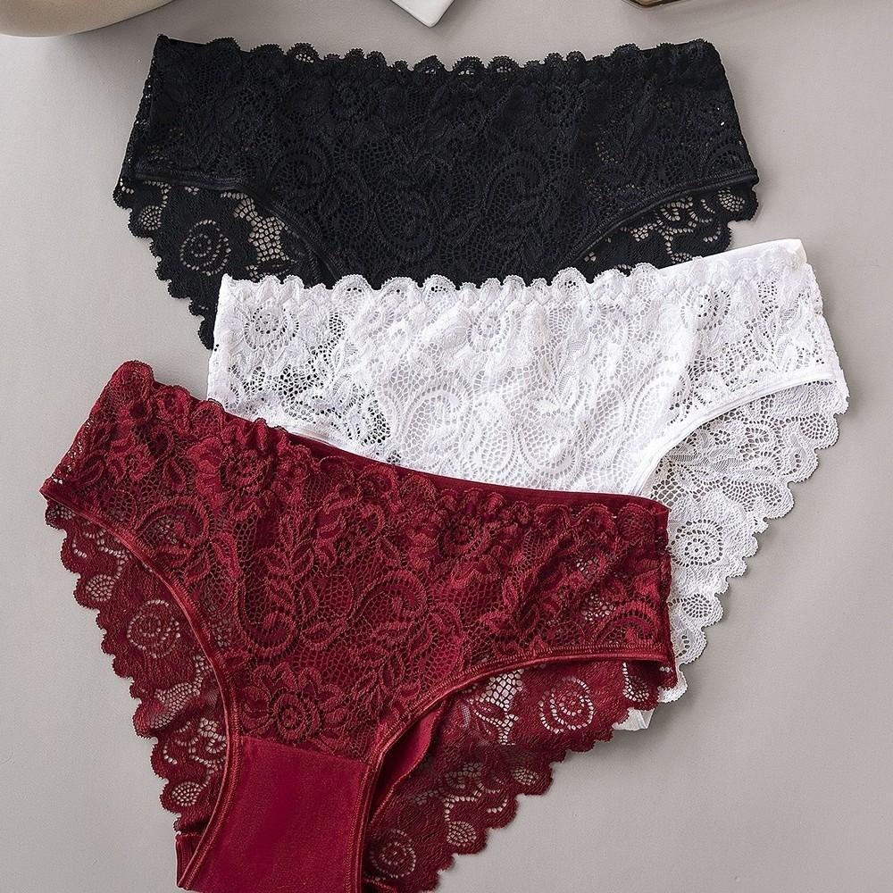 Low-waist Mesh Lace Briefs Hollow-out Women's Underwear Creative Lace Seamless Panties Female