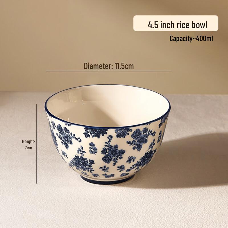 Wutuo Retro Blaues Blumendesign 30-teiliges Geschirrset