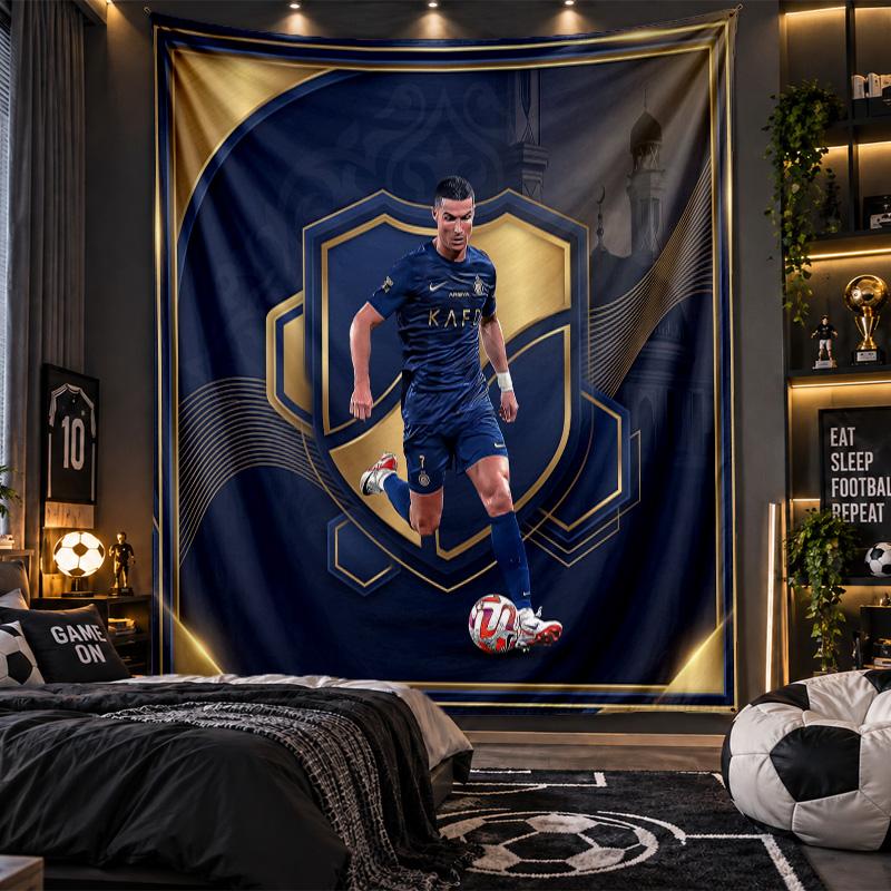 Wandbehang Wandteppich Cristiano Ronaldo Druck Stoff für Wohnzimmer Schlafzimmer Heimdekoration