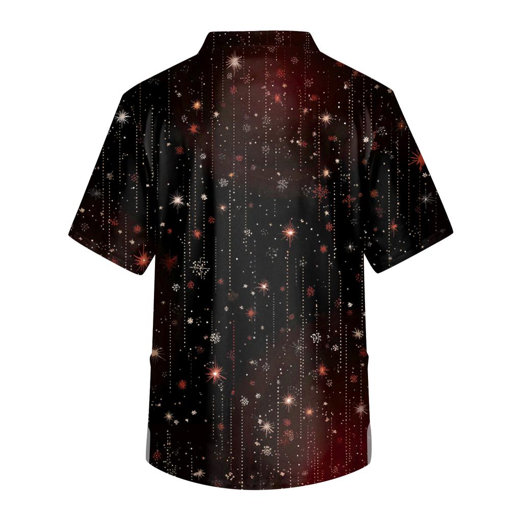 Men's Short Sleeve V-Neck Print Chest Pocket Care Top
