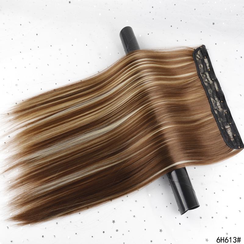 Clip de extensie de păr sintetic, lung și drept natural, în bucăți de păr pentru femei