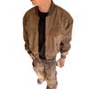 CleanFit Men's Brown Short Harrington Jacket - Retro Workwear Bomber Baseball Style