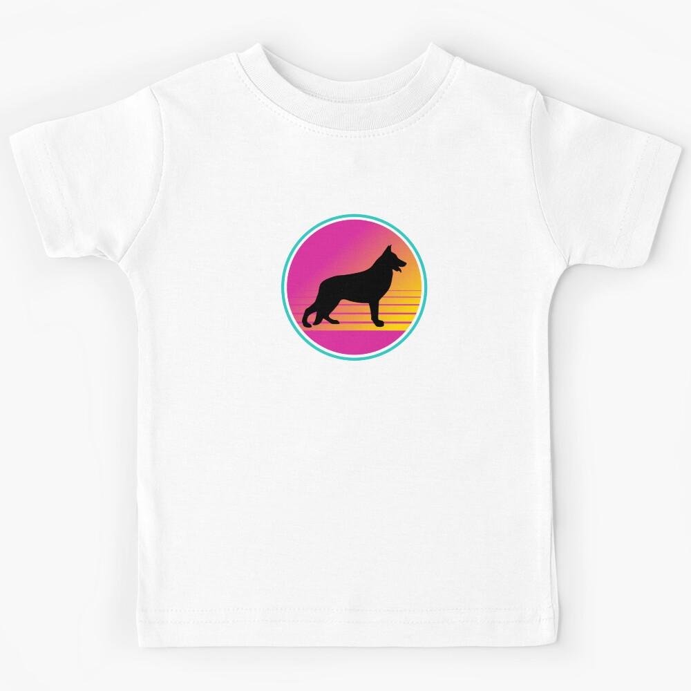 Retro Summer Beach 80s German Shepherd Dog Gift  Kids T-Shirt 100