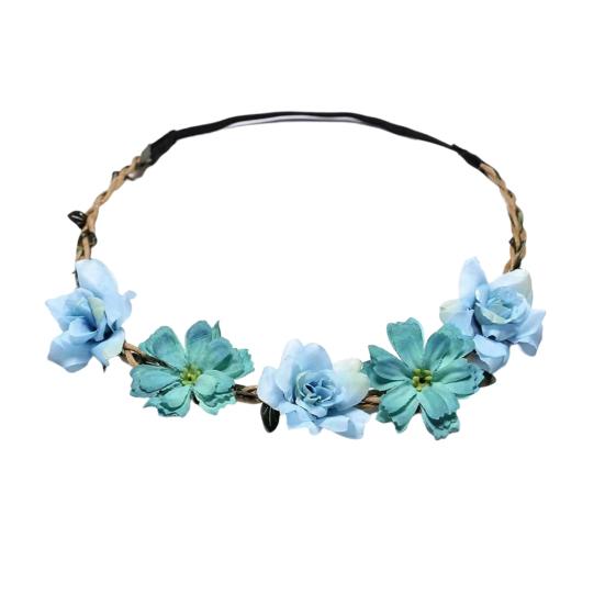 Bridal Flower Crown Boho Artificial Flower Crown Elastic Strap Hair Wreath Holiday Wedding Floral Headband for Bridesmaids Flower Girls