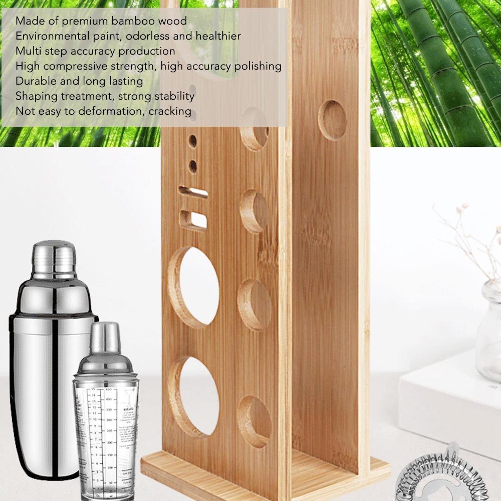 Easy Storage Bar Tool Organizer Wood Bartender Set Stand Portable Bartending Tool Holder Home