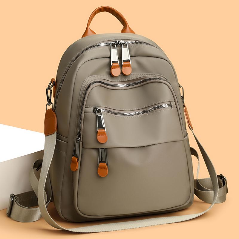Stylish Nylon Backpack for Women – Lightweight & Water-Resistant Design with PU Accents and Multi-Pocket Storage, Ideal for Daily Use