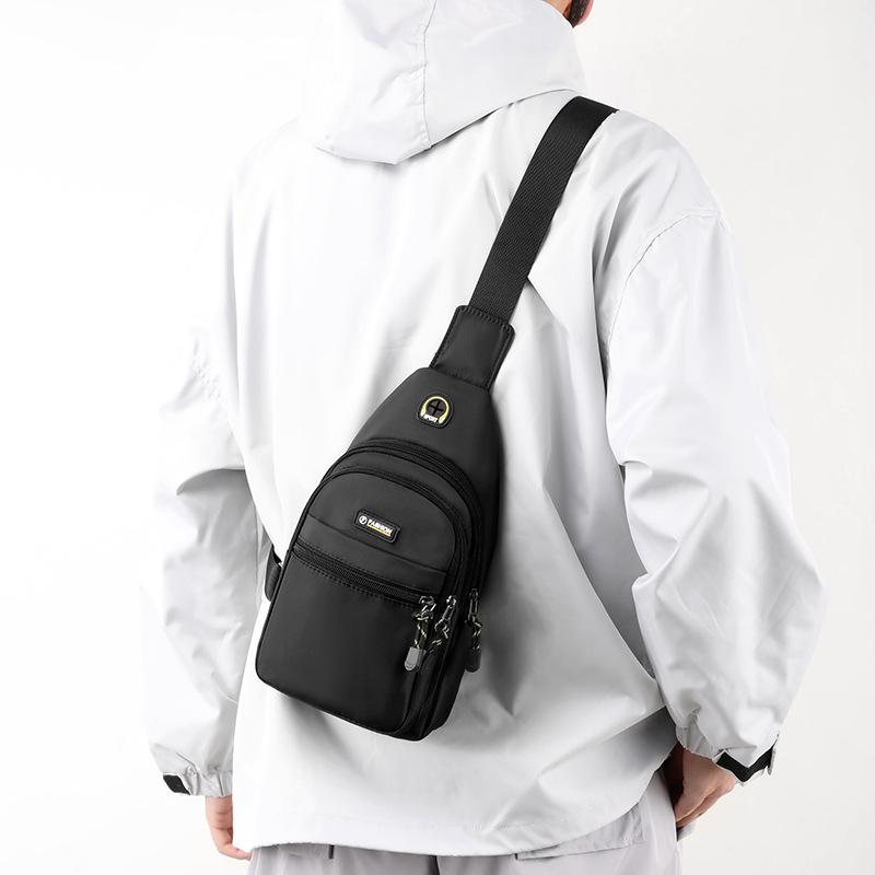 Korean Style Men's Large Capacity Waterproof Oxford Cloth Crossbody Chest Bag - Trendy Multifunctional Sports & Casual Shoulder Bag