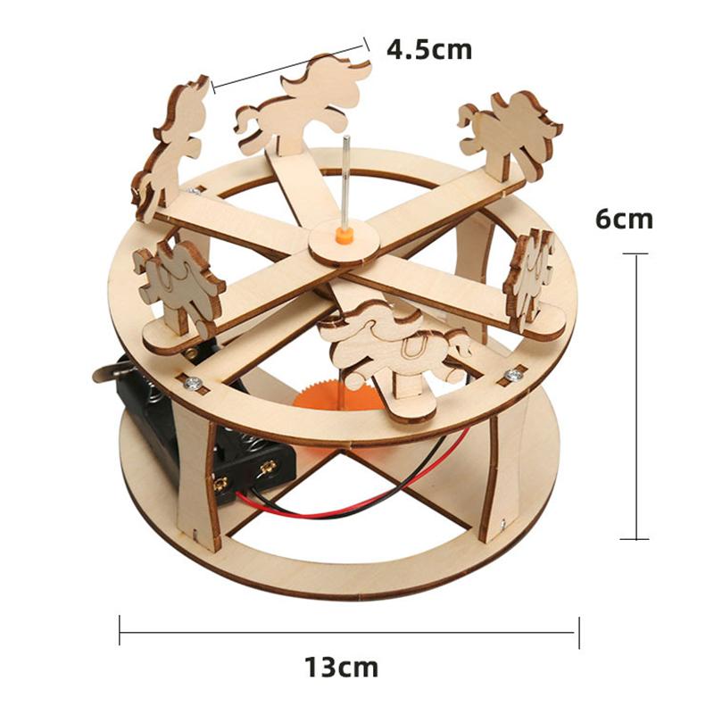 Wood Merry-Go-Round Carousel Kits Diy Science Building Projects 3D Wooden Puzzles Assembly Model Set Educational Toys