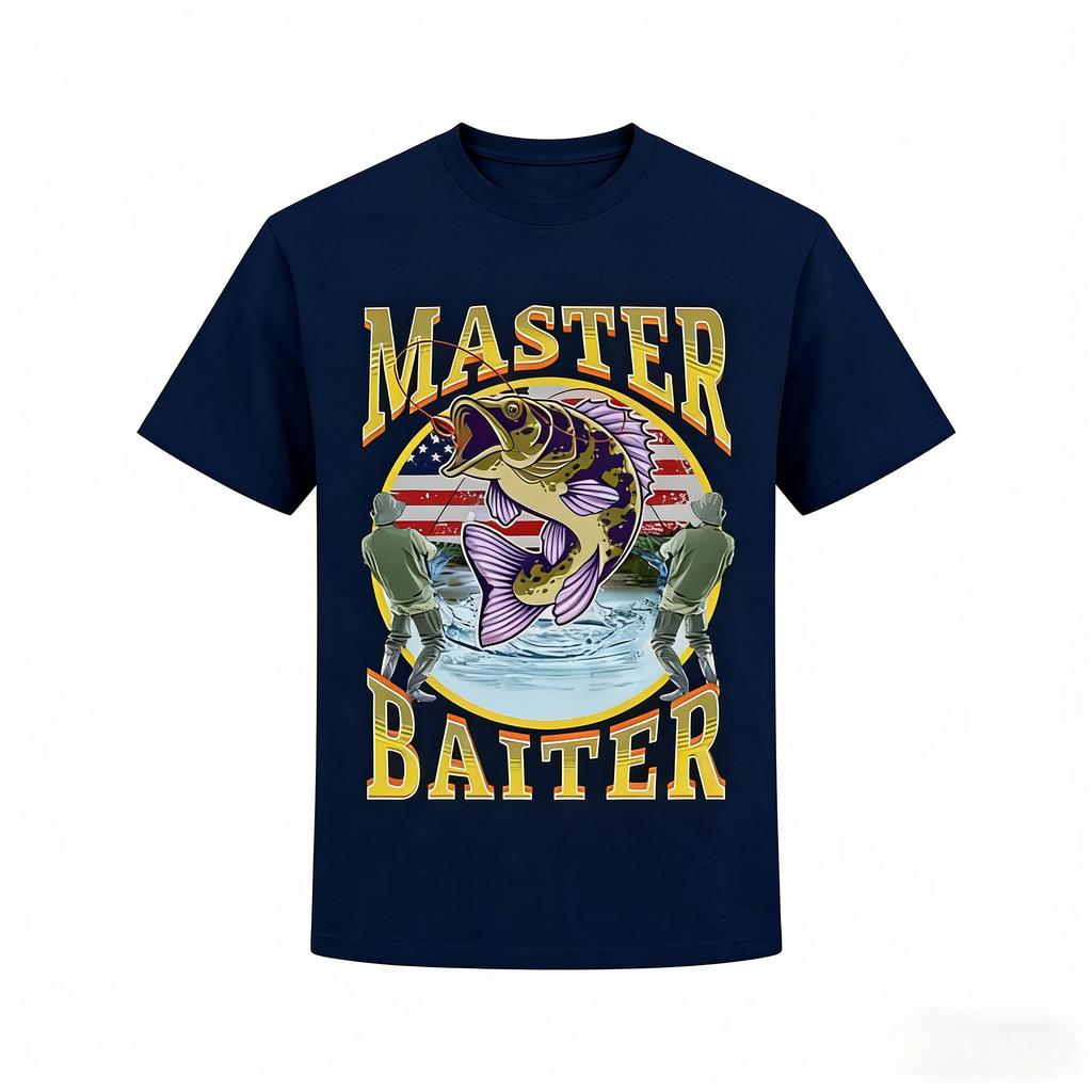 New Arrival Mens Clothes Tee Shirt Homme Graphic TShirt Men Tshirt for Men Ropa Hombre Funny Master Baiter Fishing Parody