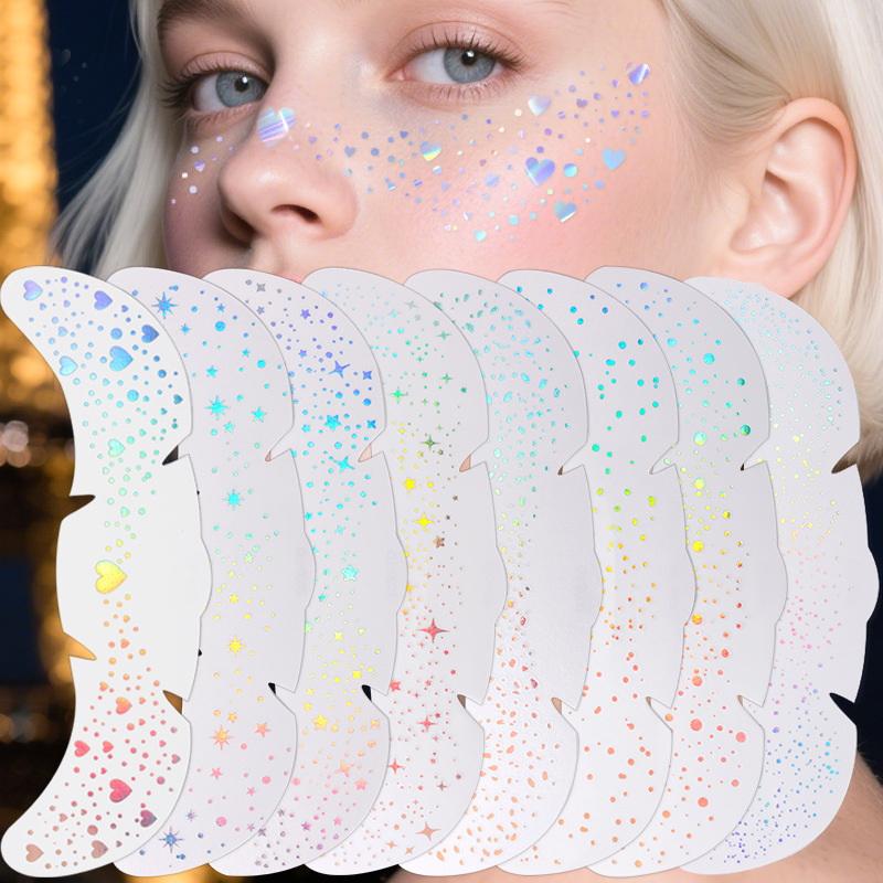 1 Arkusz Brokatowe Piegi Holograficzne Naklejki Serce Tatuaże Piegi Brokatowe Naklejki Wodoodporne Tatuaże Tymczasowe