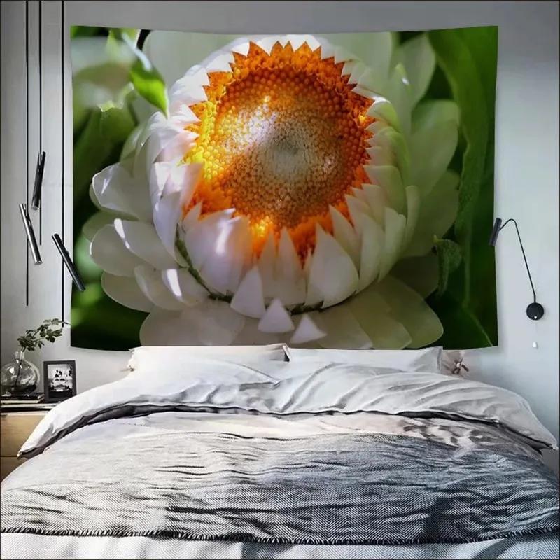 

Цветочный гобелен с подсолнухом, украшение для офиса, гостиной, настенный гобелен для дома 100x75cm
