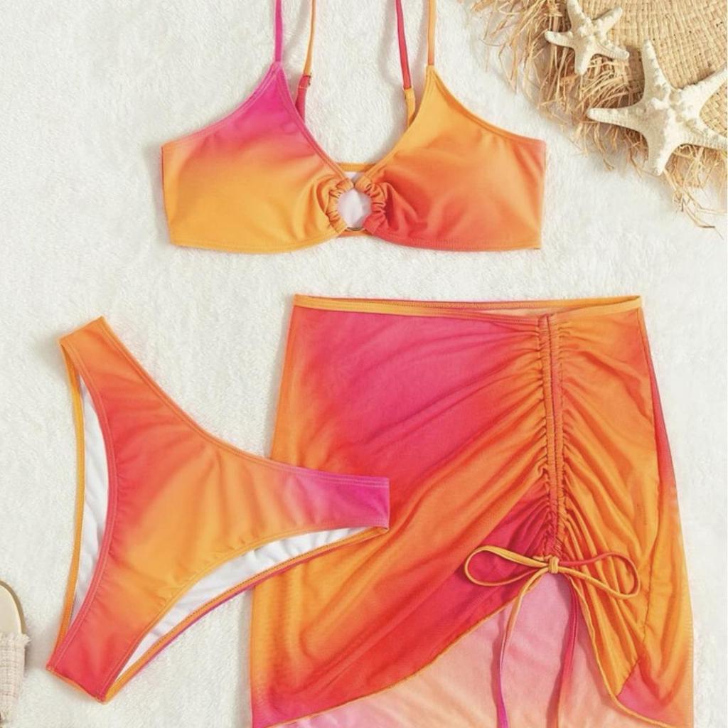 2024 Europäischer & Amerikanischer Sexy Dreiteiliger Bikini Strandbekleidung