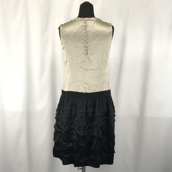 BALLSEY 100% Silk Sleeveless Dress Knee-Length Skirt/Size 38/M/Gold×Black/(USED)