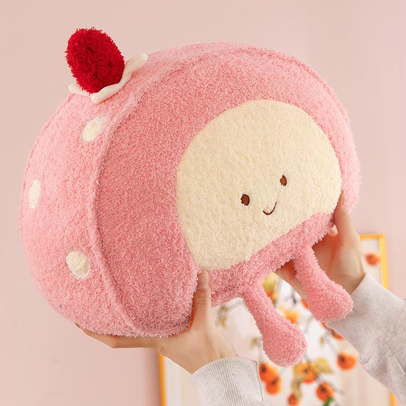 New Swiss Rolled Strawberry Cake Plush Pillow Sofa Living Room Cushion Pillow Bay Window Tatami Pillow Gift