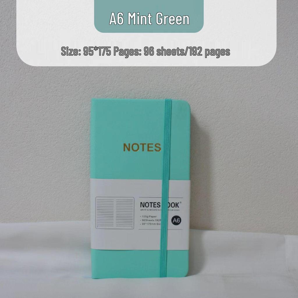 B6 Soft Leather Notebook with Thickened Inner Pages and Binding Strap, Portable Diary