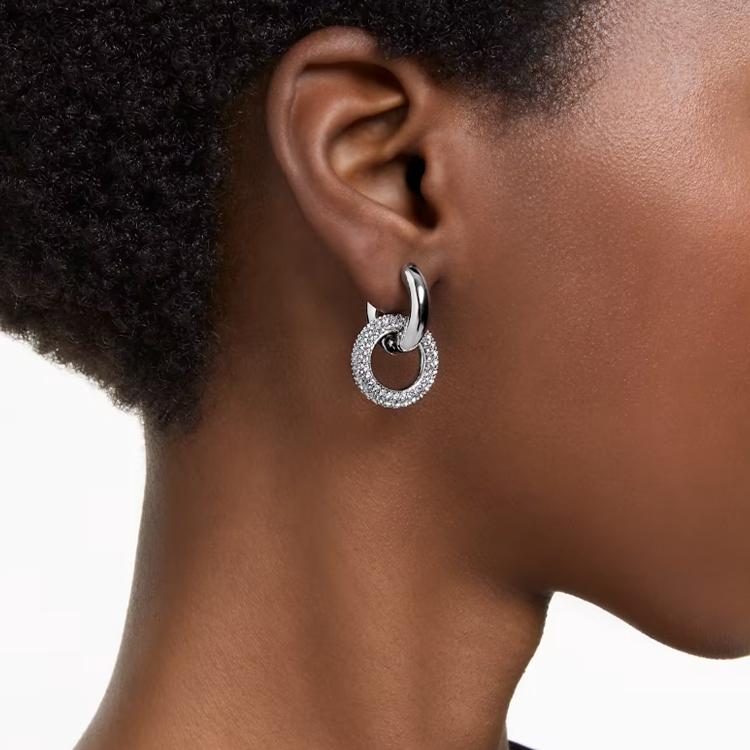 Swarovski Dextera Tubular Ring Surround Design Rhodium Plated Crystal Earrings Women earrings Silver 5671807