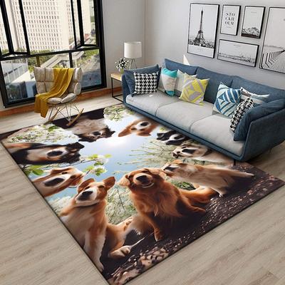 Soft Polyester Cute Puppy Print Area Mat - Non-Slip Floor Mat with Adorable Dog Design for Living Room, Bedroom, or Home Decor,