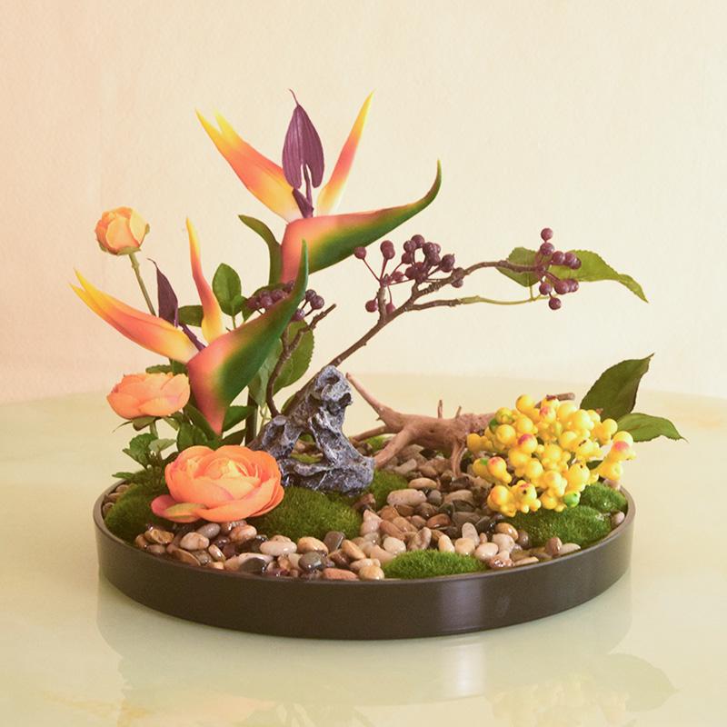 Large Round Table Turntable Centerpiece for Hotel Dining and Private Room Decor - Artificial Flower Art Landscape