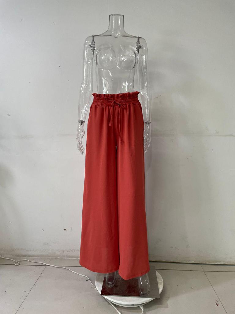 Euro-American Summer Wide-Leg High-Waisted Women's Culottes with Elastic Waistband